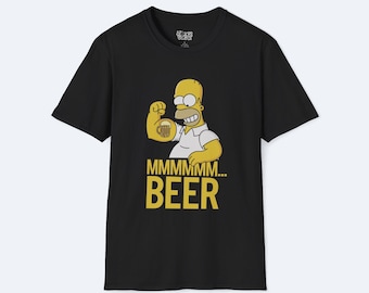 Homer Mmm Beer T-Shirt - The Simpsons Graphic Tee, Funny Cartoon Shirt, Unisex Black Pop Culture Top