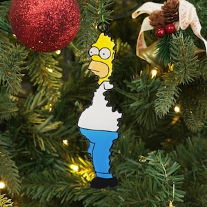 Adorno navideño de Homer Simpson: Adorno divertido con el meme del arbusto / Decoración navideña / Regalo de Los Simpson / Regalo único de la cultura pop de dibujos animados