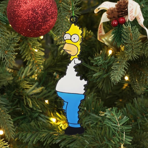 Homer Simpson Christmas Tree Ornament – Funny Bush Meme Bauble | Xmas Holiday Decor | Simpsons Gift | Unique Cartoon Pop Culture Gift