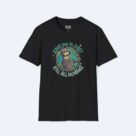 Save the Planet Bender Tee - Futurama Funny Graphic T-Shirt, Environmentalist Robot Shirt, Eco & Geek Gift