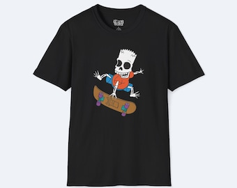 Simpsons Skater Bart Halloween Tee - Unisex T-Shirt, Funny Halloween Shirt, Cartoon Skateboard Bart Simpson, Spooky Tee, Halloween Gift