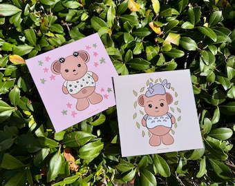 Kawaii Bears Art Prints, Ghibli Inspired Art Print
