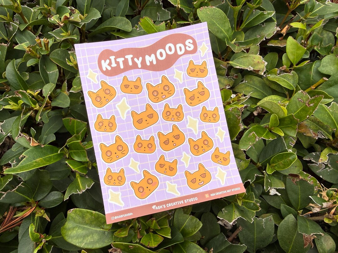 28 Sticker Orange Cat Sticker Sheet: Kawaii Kitty Moods - 28 Stickers - Etsy