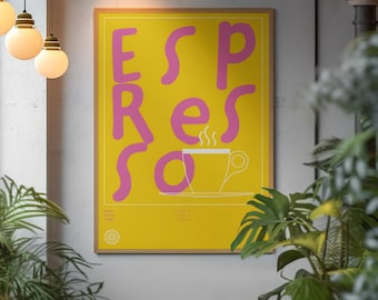 Espresso Coffee Print | Espresso Wall Art | Coffee Bar Decor | Kitchen Art | Coffee Lover Gift | Minimalist Coffee Art | Espresso Poster