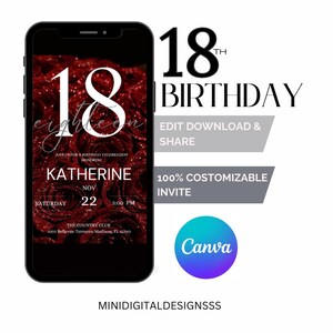 BIRTHDAY PARTY INVITATION - Birthday party invitation, printable invitation, whatsapp, editable canva template