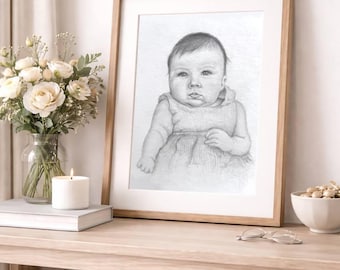 Custom Hand-Drawn Baby Pencil Portrait | Personalized Art Gift