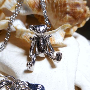 Sterling Silver Large Moveable Jointed Teddy Bear Necklace - Etsy 