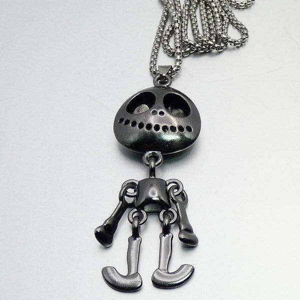 Stainless Steel Jack Skeleton Articulated Moveable Pendant 27in Chain