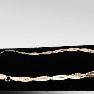 Sterling Silver Two Strand Braided Herringbone Chain Bracelet 7&quot; 2g Minimalist Jewelry