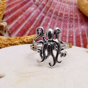 Sterling Silver Sea Life Octopus Figural Ring 2.48 g