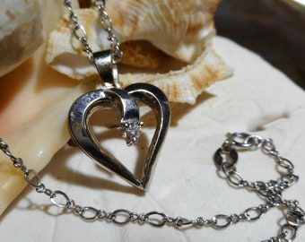 14k Diamond Heart Necklace Flawless Grade D Diamond 4.05g