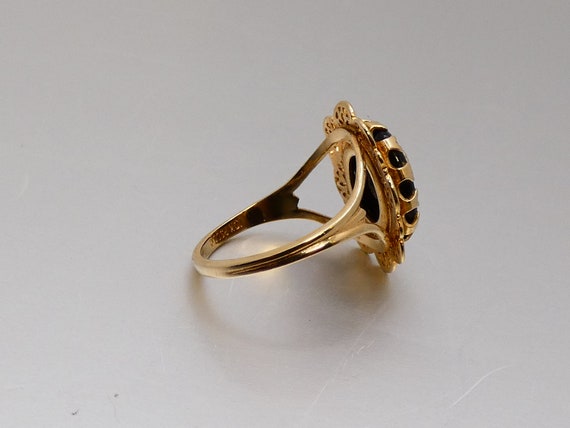 Vintage Victorian Style 10K Yellow Gold Onyx Opal… - image 5