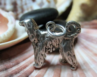 Sterling Silver Afghan Hound Dog Charm 3D Figural 4.92g