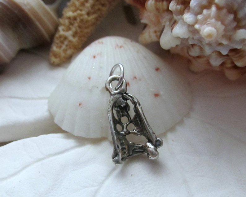 Sterling Silver tiny Christmas Bell Charm Pendant 3D .87g