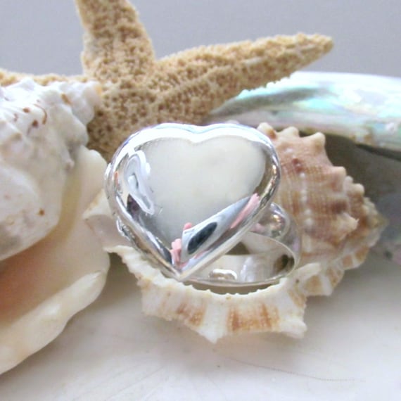 Sterling Silver Heart Locket Ring Poison Ring  6.… - image 2