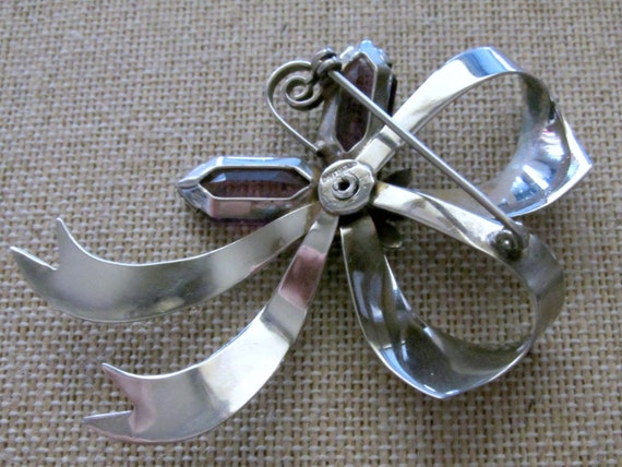 Sterling Silver Bow Brooch 17.4 grams 3D Figural … - image 3