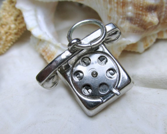 Sterling Silver 3D Rotary Dial Phone Pendant Char… - image 2