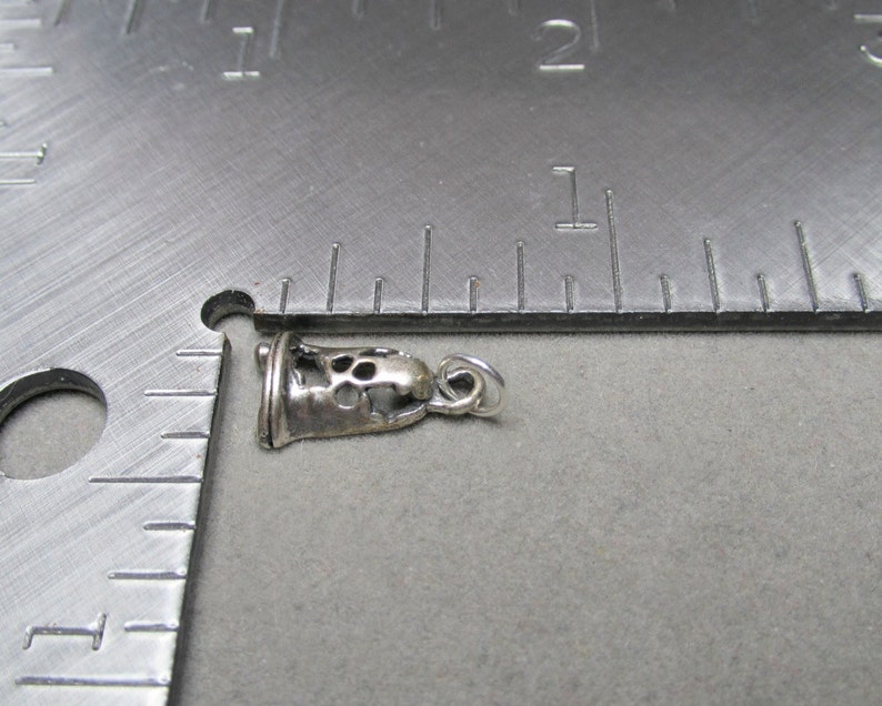 Sterling Silver tiny Christmas Bell Charm Pendant 3D .87g