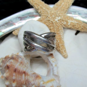 Sterling Silver Crossover Open Work Wide Band Ring 8.75g  Size 6