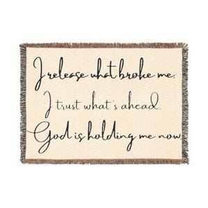 Script Prayer Quote Woven Blanket | Inspirational Scripture Throw, Faith Home Decor