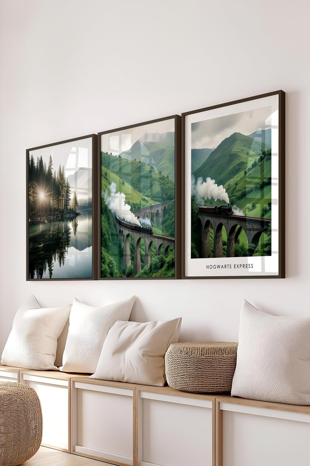 Framed Wall Art Set – Magic School Train, Magical Movie Prints, Magical Decor for Bedroom for Teen Girls, Magic Theme Wall Design Posters