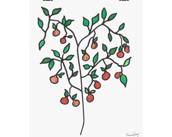 Orange Tree Matte Vertical Poster | Botanical Wall Art