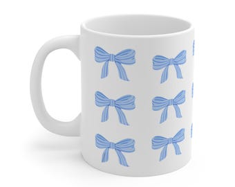Baby Blue Bow Mug | 11oz White Ceramic