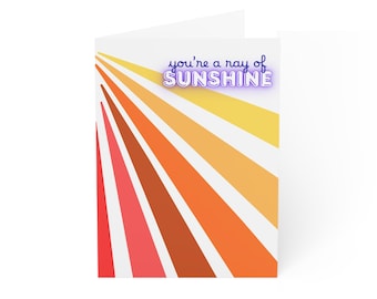 Wenskaart You're a Sunshine | Rainbow Sun Rays, kleurrijke print