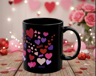 Valentines heart mug, Galentine's day gift- xoxo mug | Ceramic Coffee Cup 11 ounces