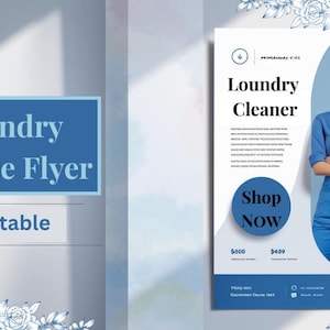 Modelos de folhetos para serviços profissionais de lavanderia - Promova seu negócio com design personalizável e gráficos atraentes