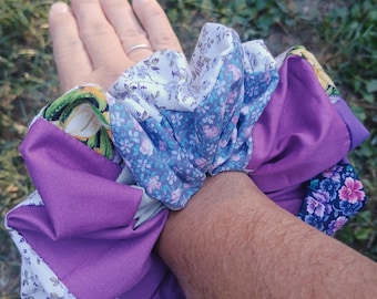 Scrunchie XL PatchworkHandgefertigtes großes Statement Scrunchie zur Wahl, Blumenmuster, Uni, Vintagestoffe, umweltfreundlich