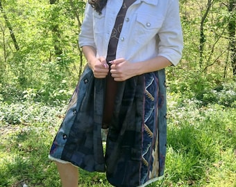 Chaqueta vaquera reciclada de patchwork estilo western, mediana y grande, larga, de media manga, retrabajada, estilo rodeo