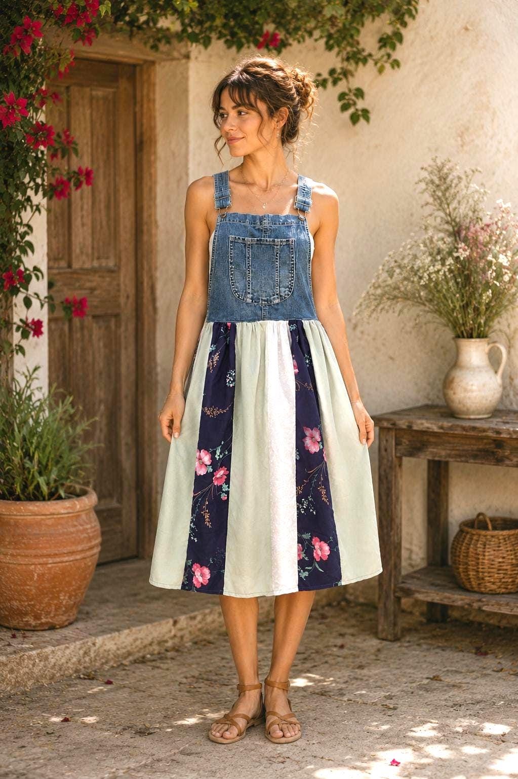 embroidered denim overall dress Patchwork Size:6 mo Cute AF Unicorn Femboy kids on king online Maxi dress while the front pocket