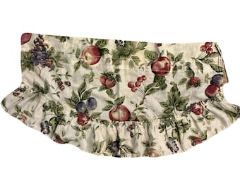 Cenefa de cocina con estampado de frutas, estilo cottagecore, cortina de ventana con volantes