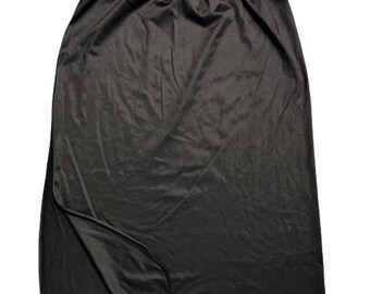 Vintage Vanity Fair Black Slip Skirt, Satin Nylon Midi Skirt Minimal 90s style