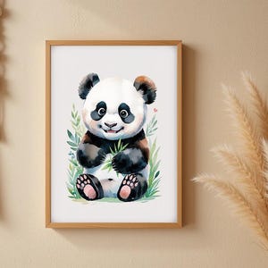Impresión de panda bebé en acuarela: Decoración para habitación infantil (descarga digital)