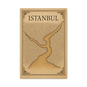 Canvas muurkunst, vintage kaart Istanbul, woondecoratie, aardrijkskundecadeau, reiziger aandenken, uniek statementstuk, uitgerekte mat