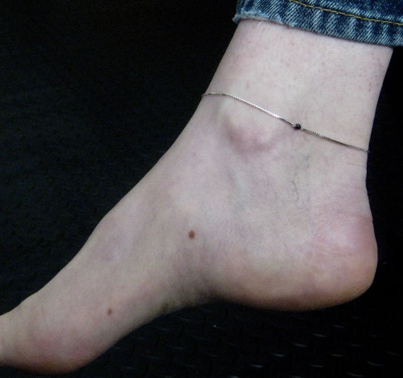 Sterling Silver Anklet Facetted Black Diamond Perfect Gift for