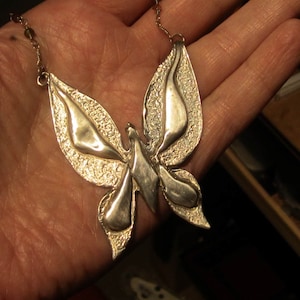 Sterling Butterfly Art Handcut Unique Art Piece Silver Chain Tourmaline Beads Necklace