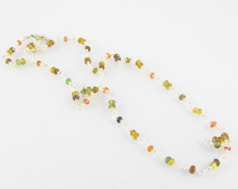 ROSARIE Tourmaline and Ruby Rosary Style Chain Necklace for Women in Sterling Silver
