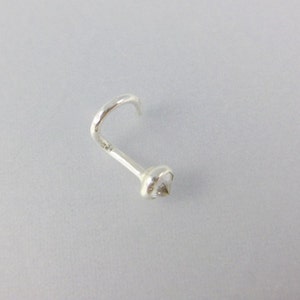 Perno per il naso in argento sterling con pietra zirconia cubica incastonata a mano e pietra sfaccettata trasparente