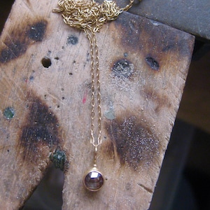 Brown Rose Cut Diamond Solid 14k Yellow Gold Bezel Mount Fine Chain Pendant Necklace