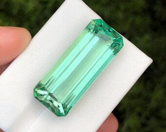 Natural Green Kunzite 42.25Ct | Long Emerald Cut | Eye Clean Clarity | Collector Grade Gemstone