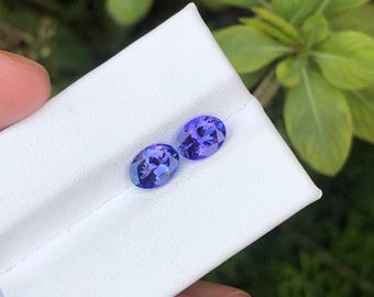 2.20Ct Natural Tanzanite Pair – Purplish Blue Oval Cut Loose Gemstones | Tanzania Origin