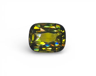 8.60 Ct Yellow-Green Zircon Gemstone | Cushion Cut Jewelry Stone