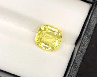 Vivid Yellow Sapphire 4.27ct Cushion Cut - AIGS Certified Sri Lanka Gemstone