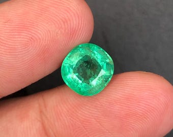 Natural Green Zambian Emerald Cushion Cut 3.99Ct ICA Certified Loose Gemstone