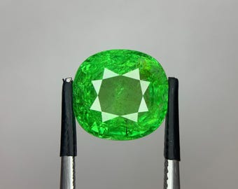 9.28 Ct Natural Vivid Green Tsavorite Garnet GFCO Certified Tanzania Loose Gemstone