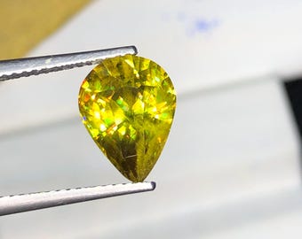 Rare Madagascar Sphene 3.38Ct Golden Yellow Pear Faceted Loose Gemstone