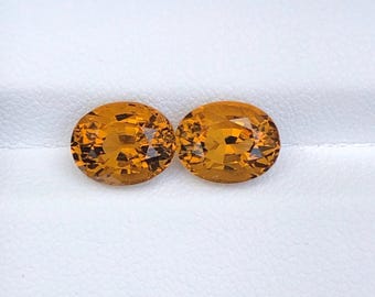 Honey Brown Citrine Gemstone Pair: Oval Cut Loose Stones, 4.50 Carats